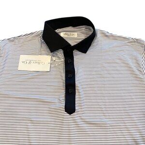NWT Collars & Co Polo Md-Relaxed Featherweight Dress Collar Preston Black Stripe